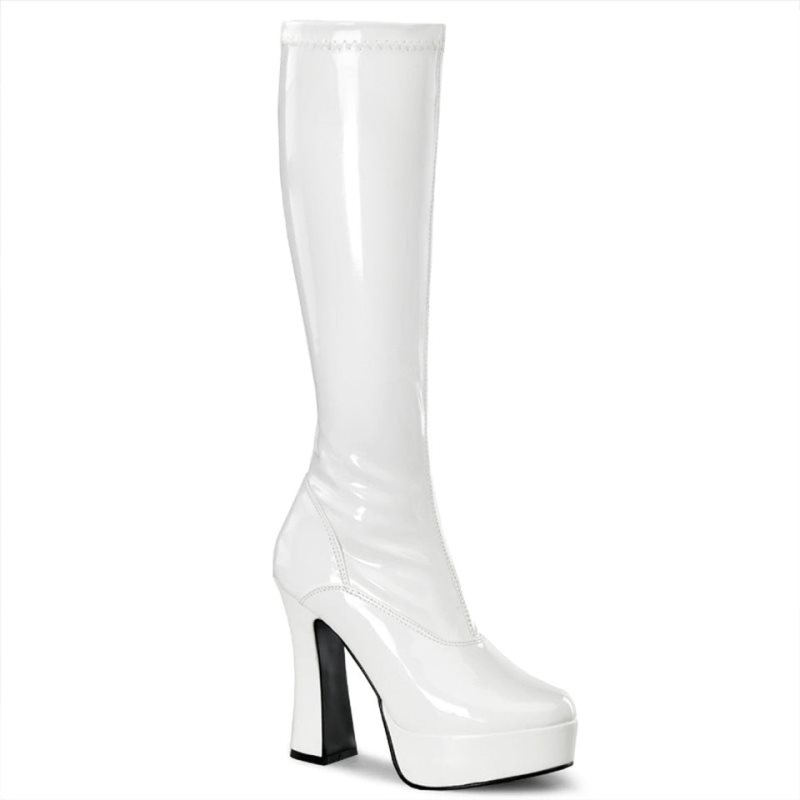 Pleaser Electra-2000Z Women\'s Knee-high Boots White | NZ BXYUES