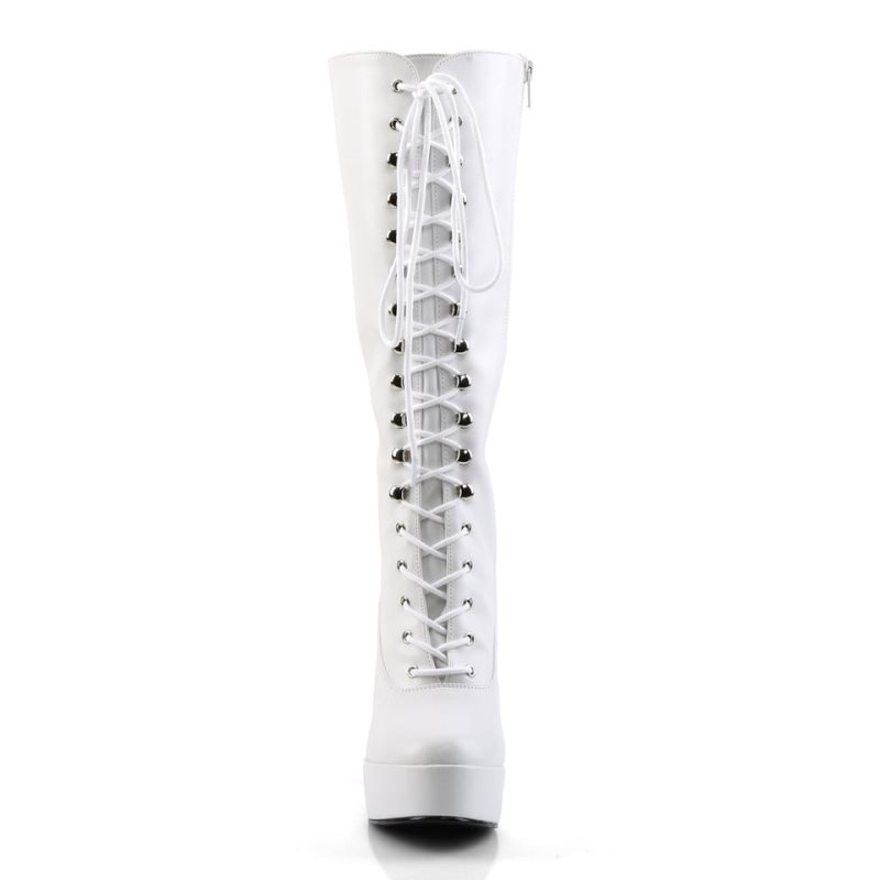 Pleaser Electra-2020 Vegan Leather Women's Knee-high Boots White | NZ BIYWHV