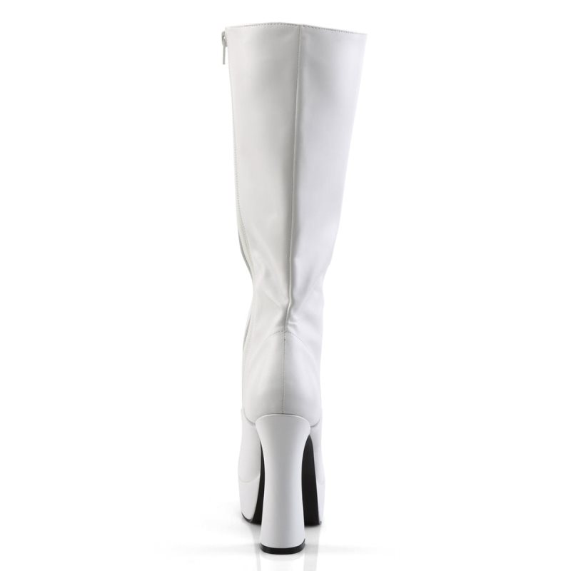 Pleaser Electra-2020 Vegan Leather Women's Knee-high Boots White | NZ BIYWHV