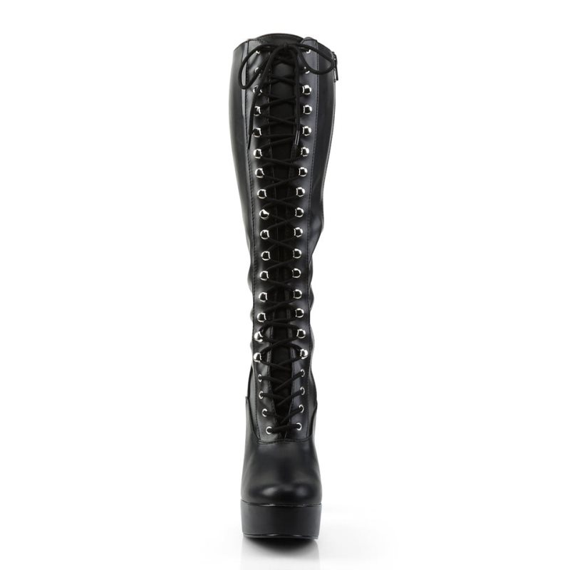 Pleaser Electra-2023 Vegan Leather Women's Knee-high Boots Black | NZ QSYOJZ