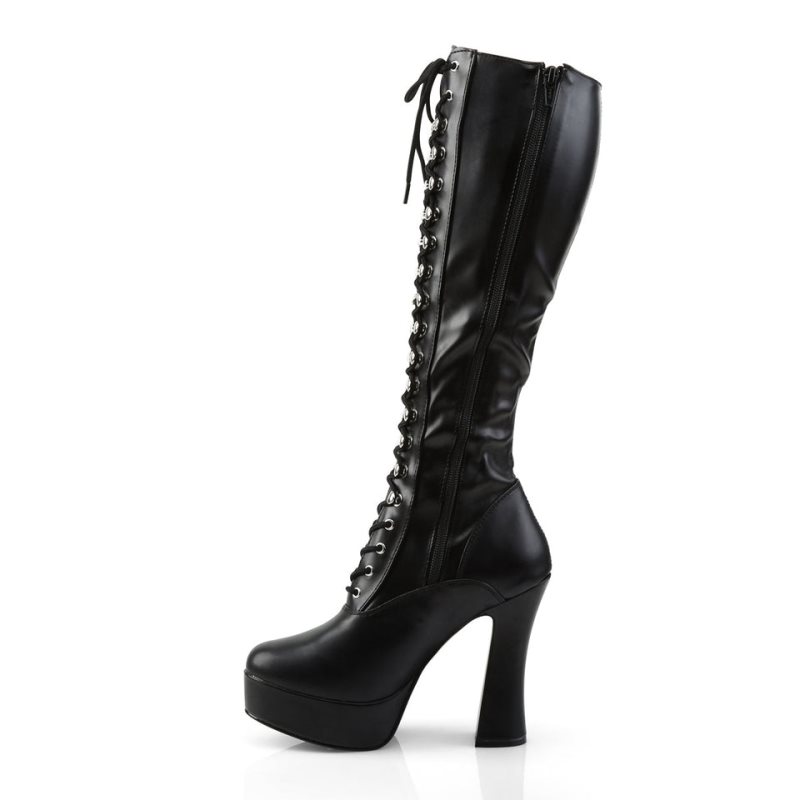 Pleaser Electra-2023 Vegan Leather Women's Knee-high Boots Black | NZ QSYOJZ