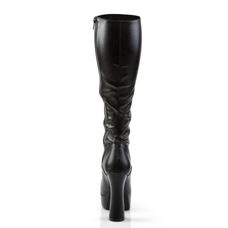 Pleaser Electra-2023 Vegan Leather Women's Knee-high Boots Black | NZ QSYOJZ