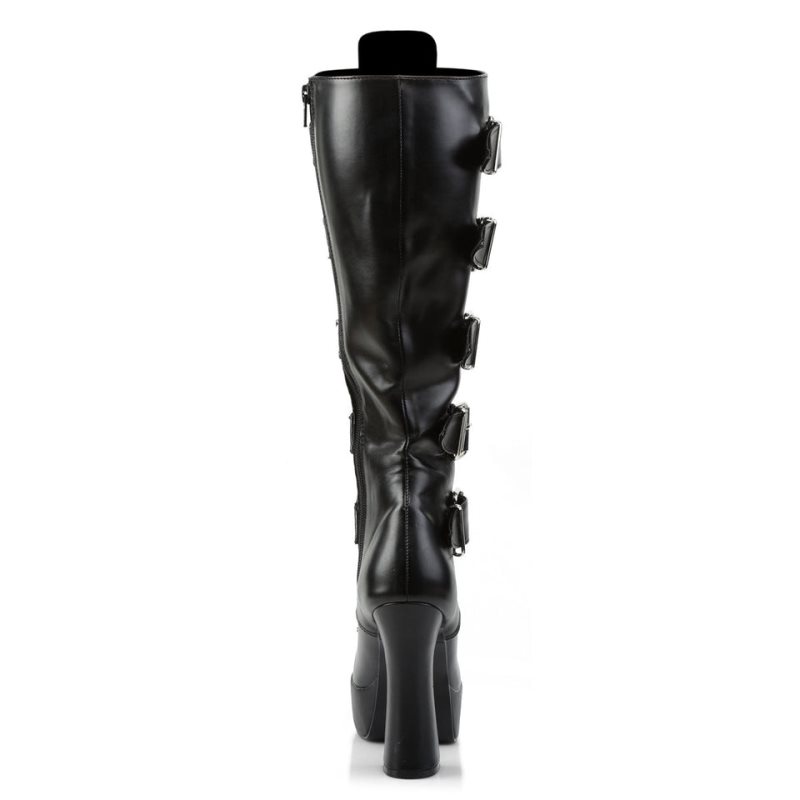 Pleaser Electra-2042 Vegan Leather Women's Knee-high Boots Black | NZ BYCLOG