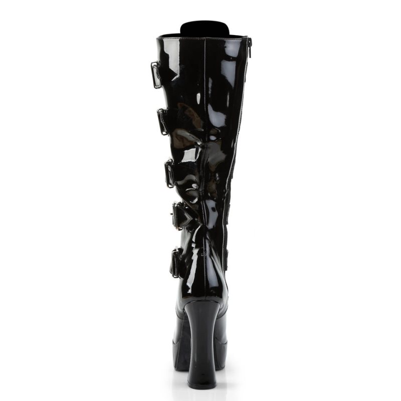 Pleaser Electra-2042 Women's Knee-high Boots Black | NZ MQOGBI