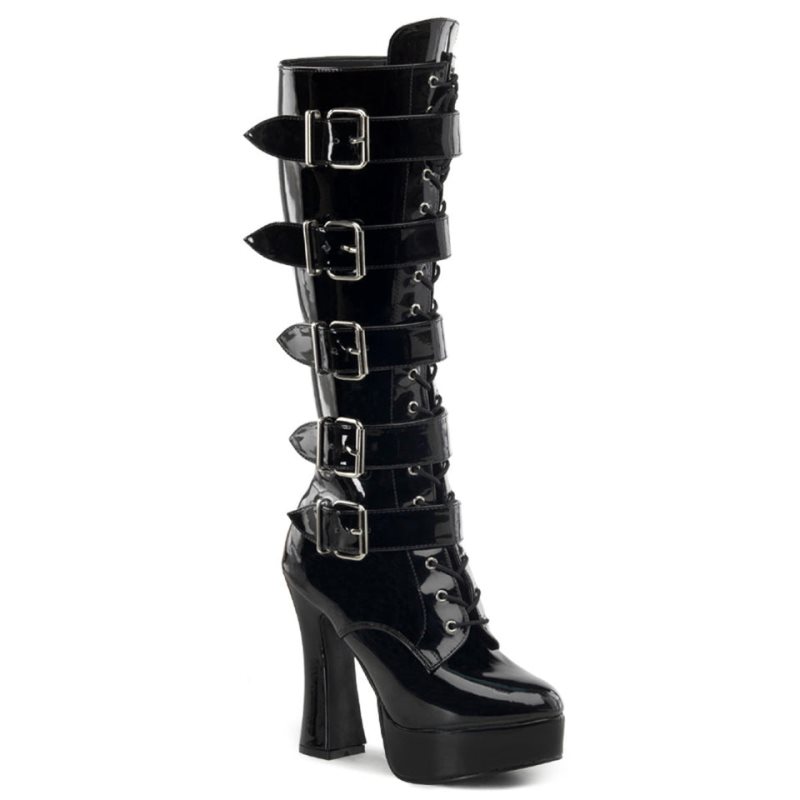 Pleaser Electra-2042 Women\'s Knee-high Boots Black | NZ MQOGBI