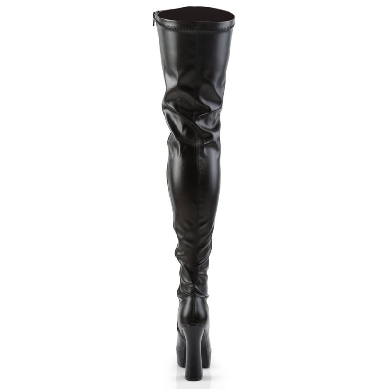 Pleaser Electra-3000Z Vegan Leather Women's Thigh High Boots Black | NZ DFMGNA