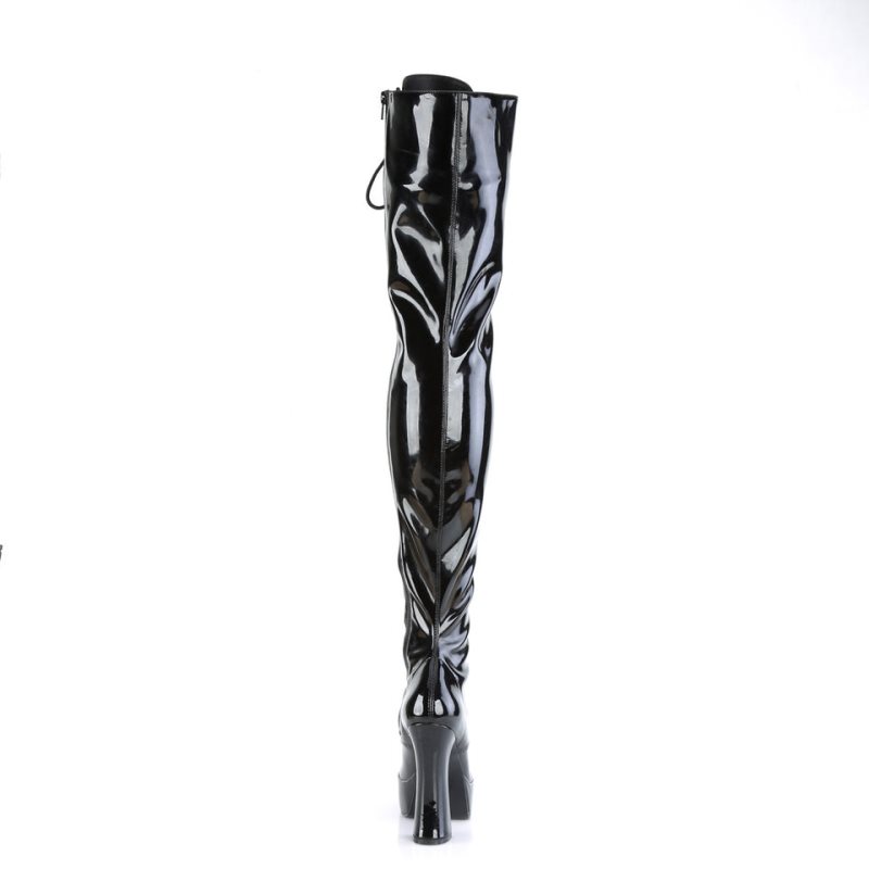 Pleaser Electra-3023 Women's Thigh High Boots Black | NZ HGINST