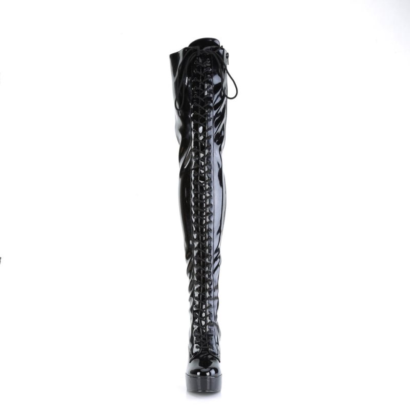 Pleaser Electra-3023 Women's Thigh High Boots Black | NZ HGINST