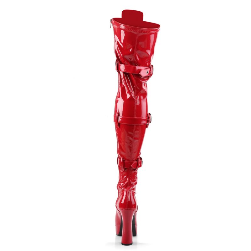 Pleaser Electra-3028 Women's Thigh High Boots Red | NZ IXNGVS