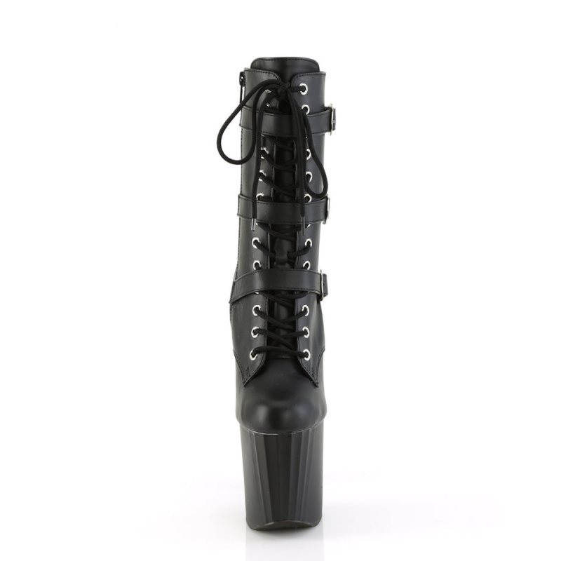 Pleaser Enchant-1043 Vegan Leather Women's Heels Boots Black | NZ DLXZGC