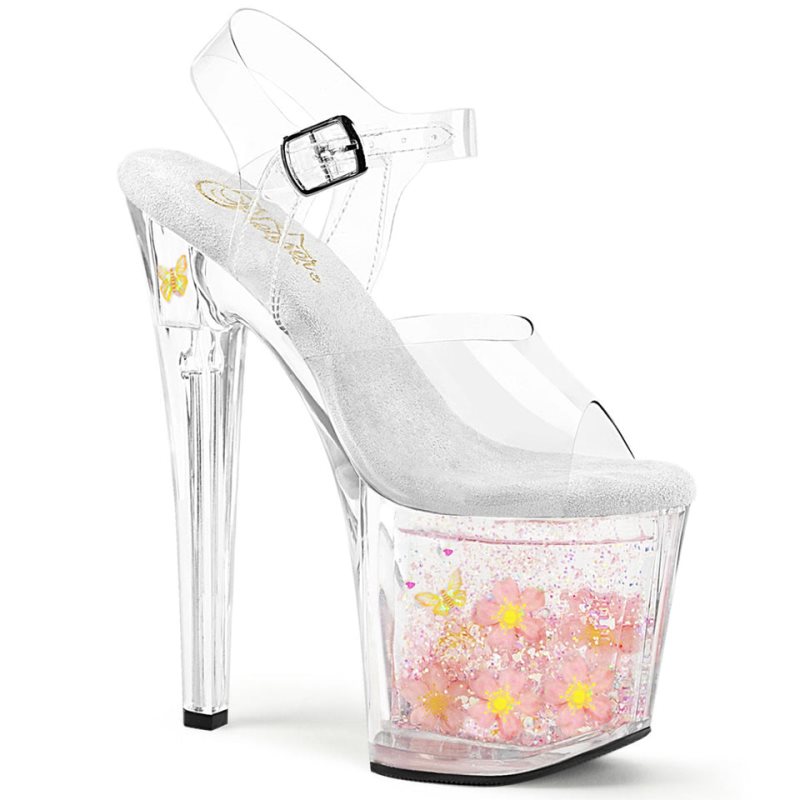 Pleaser Enchant-708AQUA-01 Women\'s Platform Heels Sandals Pink / Clear | NZ ESADMX