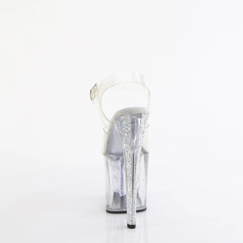 Pleaser Enchant-708AQUA-04 Women's Platform Heels Sandals Silver / Clear | NZ YIDFMK