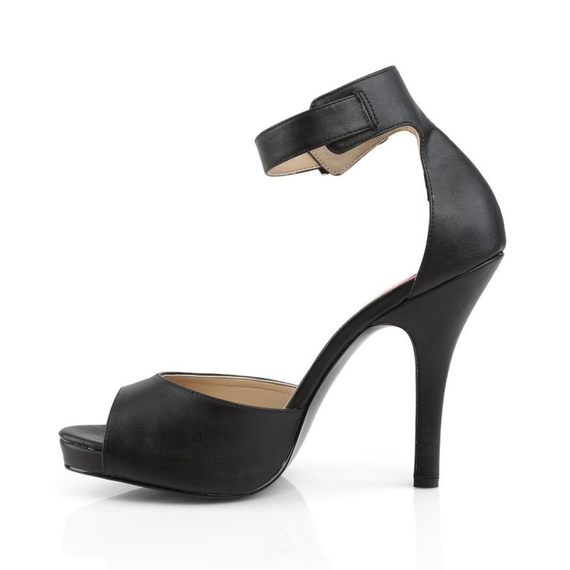 Pleaser Eve-02 Vegan Leather Women's Heels Sandals Black | NZ UQPYNF