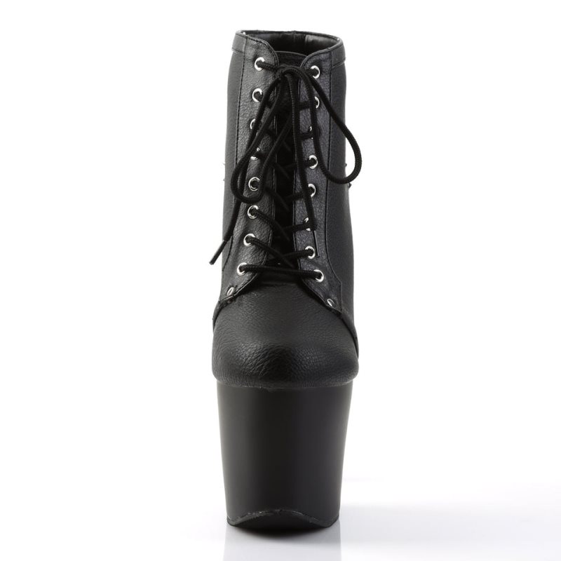 Pleaser Fearless-700-28 Vegan Leather Women's Heels Boots Black | NZ VNCMWZ