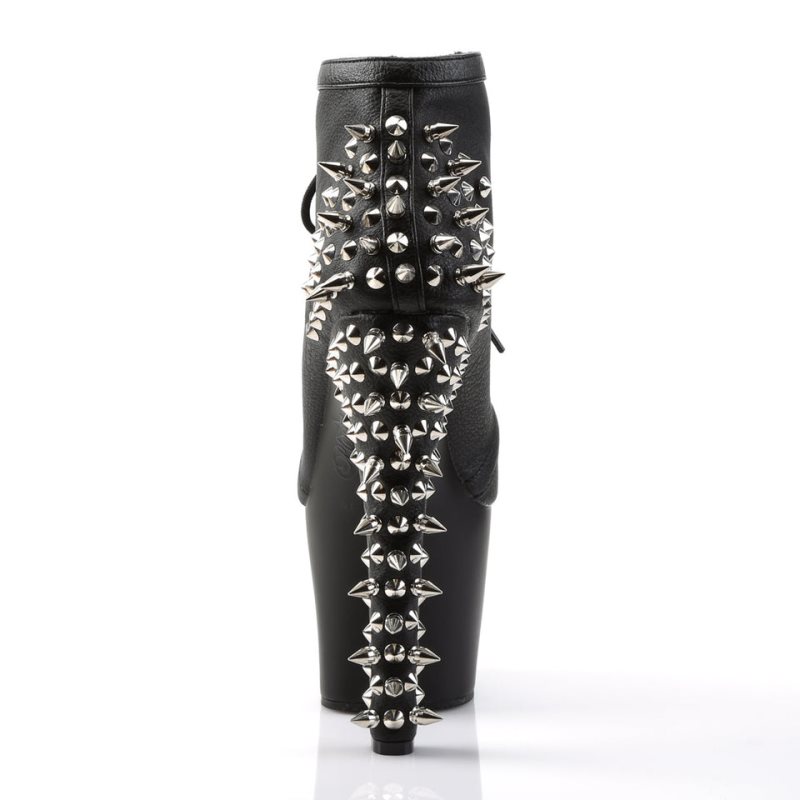 Pleaser Fearless-700-28 Vegan Leather Women's Heels Boots Black | NZ VNCMWZ