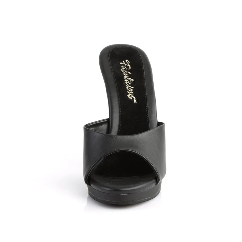 Pleaser Flair-401-2 Vegan Leather Women's Platform Slides Black | NZ QKUJIM