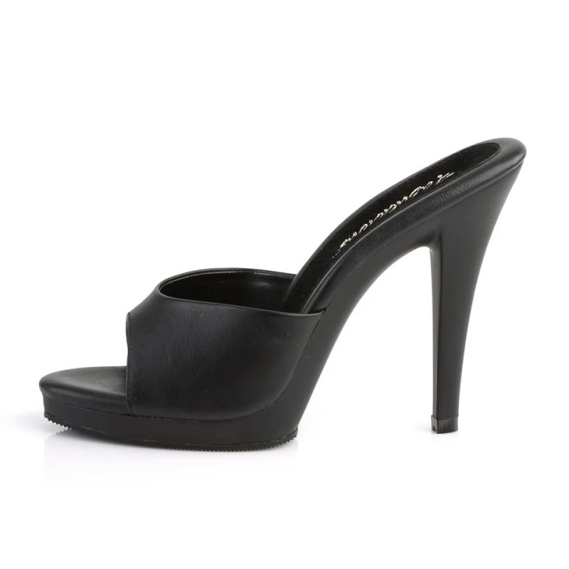 Pleaser Flair-401-2 Vegan Leather Women's Platform Slides Black | NZ QKUJIM