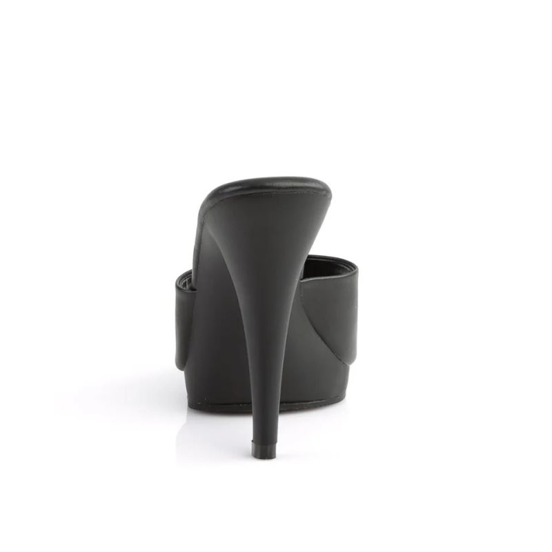 Pleaser Flair-401-2 Vegan Leather Women's Platform Slides Black | NZ QKUJIM