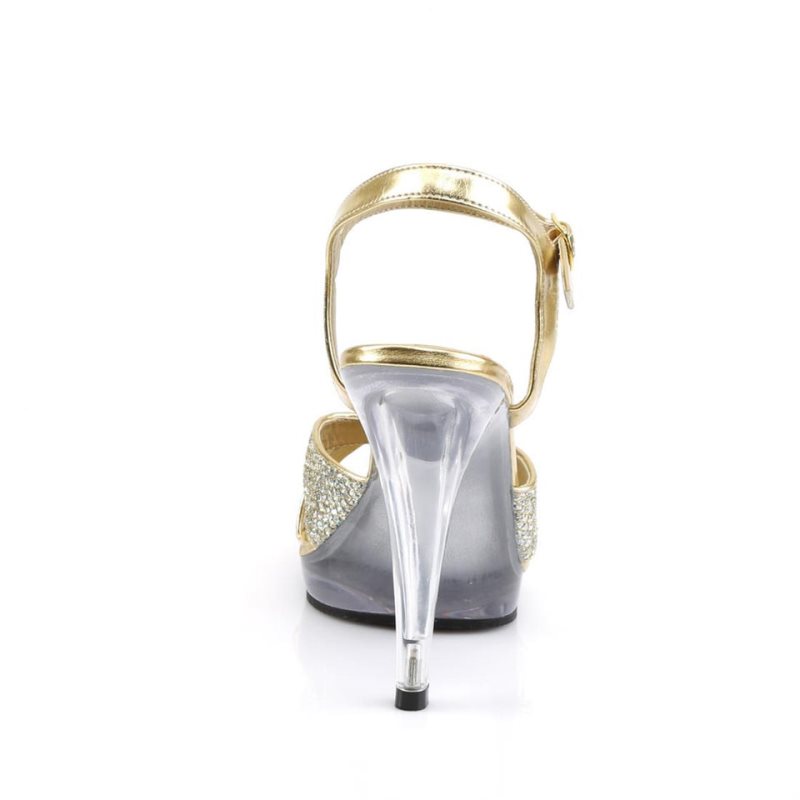 Pleaser Flair-419(G) Women's Heels Sandals Gold / Clear | NZ ENCOQB
