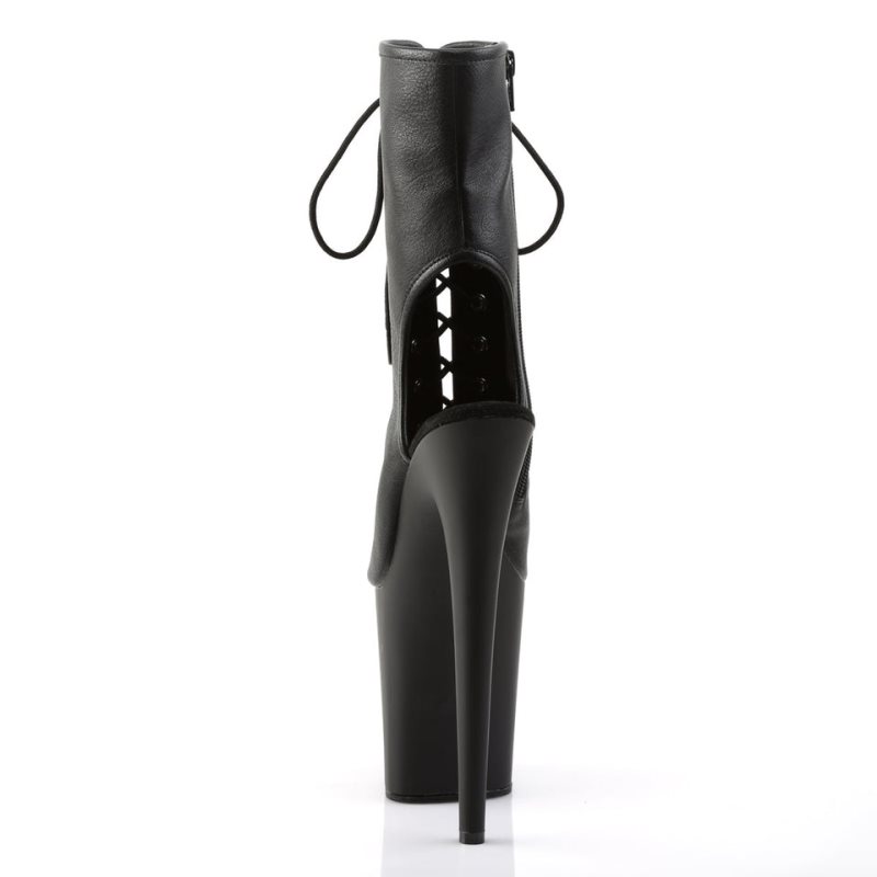 Pleaser Flamingo-1016 Vegan Leather Women's Heels Boots Black | NZ BCWJNQ