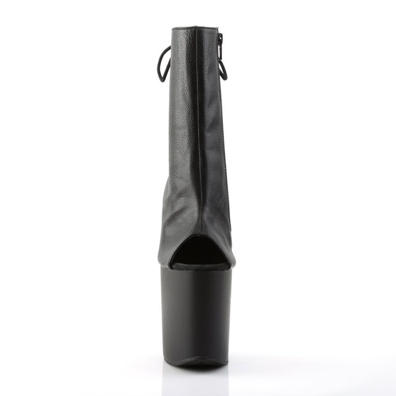 Pleaser Flamingo-1018 Vegan Leather Women's Heels Boots Black | NZ ZPSOTV