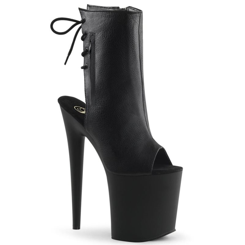 Pleaser Flamingo-1018 Vegan Leather Women\'s Heels Boots Black | NZ ZPSOTV