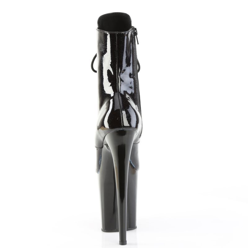 Pleaser Flamingo-1020BLG Glitter Women's Heels Boots Black / Blue | NZ FITDXK