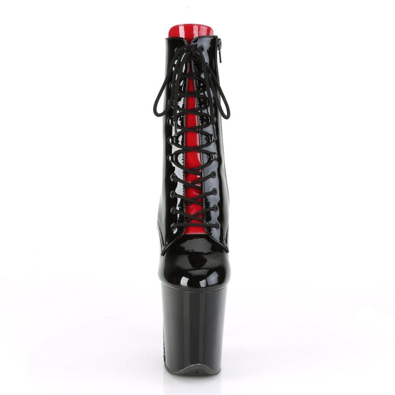 Pleaser Flamingo-1020FH Women's Heels Boots Black / Red | NZ DAUXEW