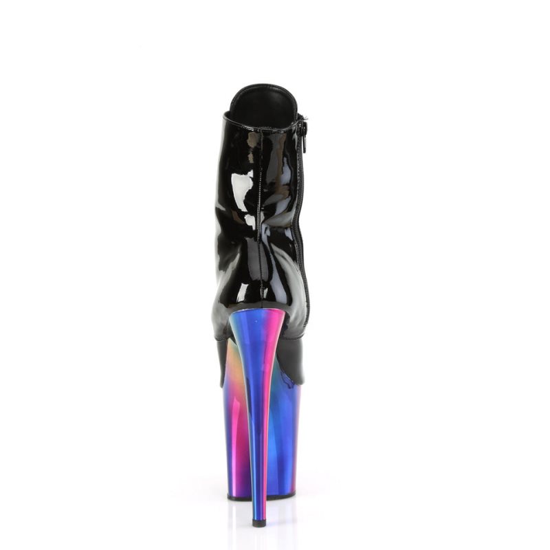 Pleaser Flamingo-1020RC Women's Heels Boots Black / Multicolor | NZ HOWECI