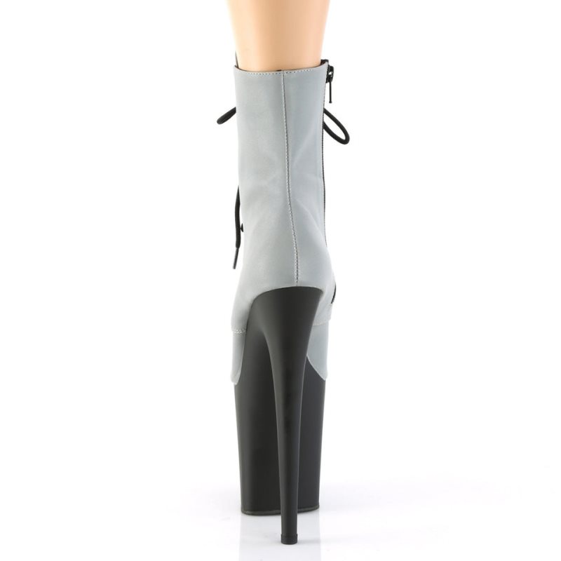Pleaser Flamingo-1020REFL Women's Heels Boots Silver / Black | NZ CFJUYL