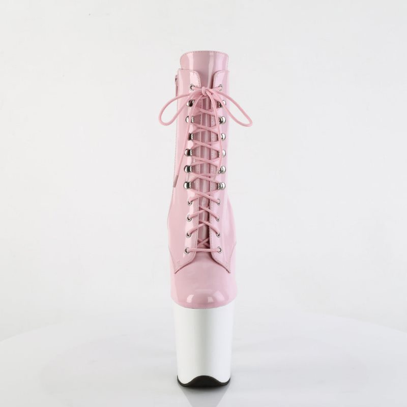 Pleaser Flamingo-1020 Women's Heels Boots Pink / White | NZ OULEFK