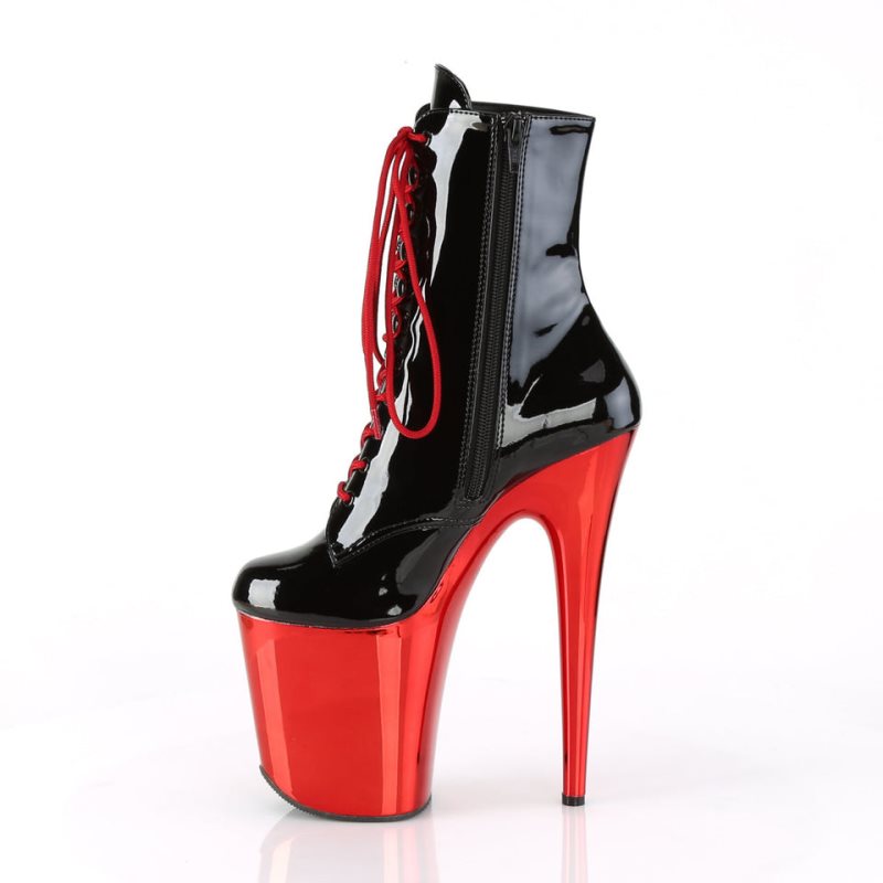 Pleaser Flamingo-1020 Women's Heels Boots Black / Red | NZ OTKRDG