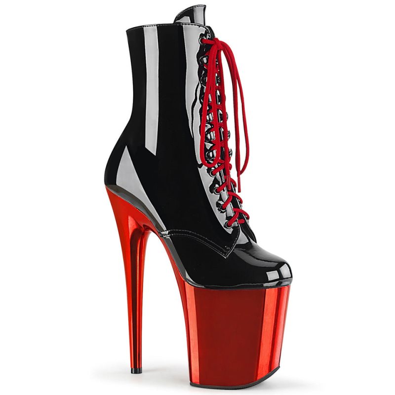 Pleaser Flamingo-1020 Women\'s Heels Boots Black / Red | NZ OTKRDG
