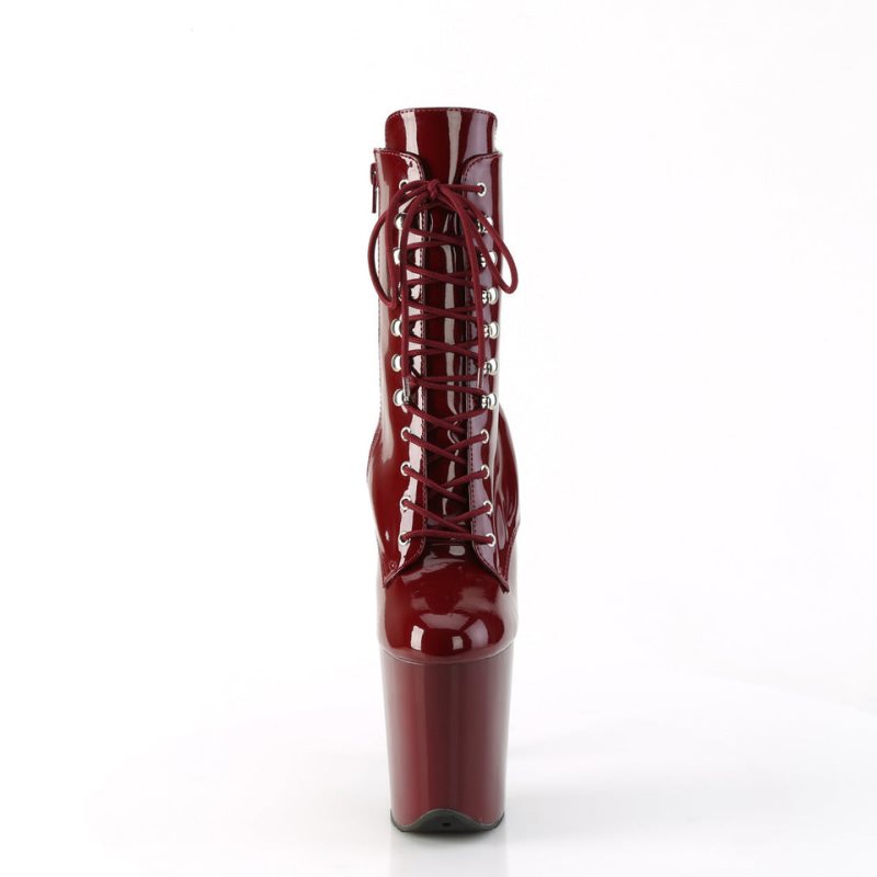 Pleaser Flamingo-1020 Women's Heels Boots Burgundy | NZ CMASOE