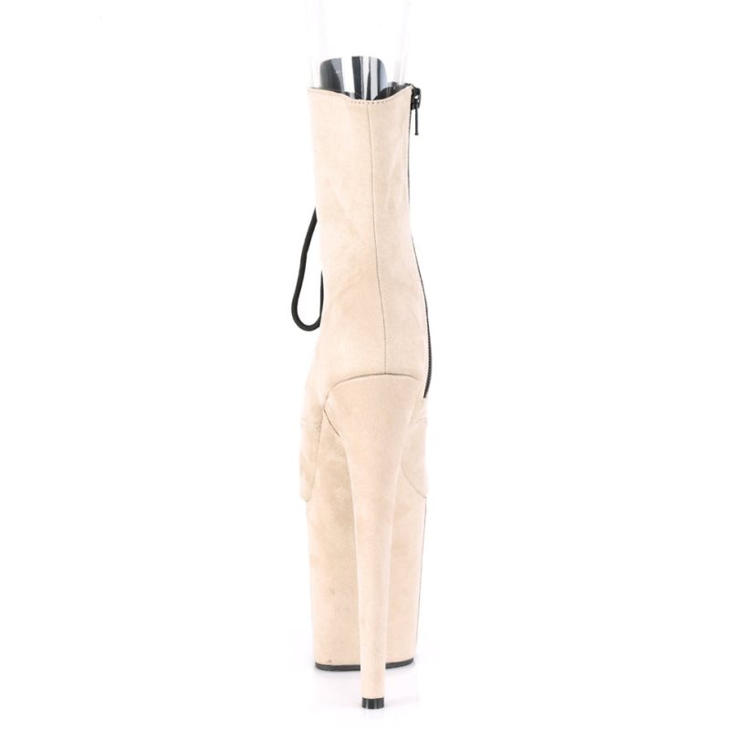 Pleaser Flamingo-1021FS Women's Heels Boots Beige | NZ NQKUAZ