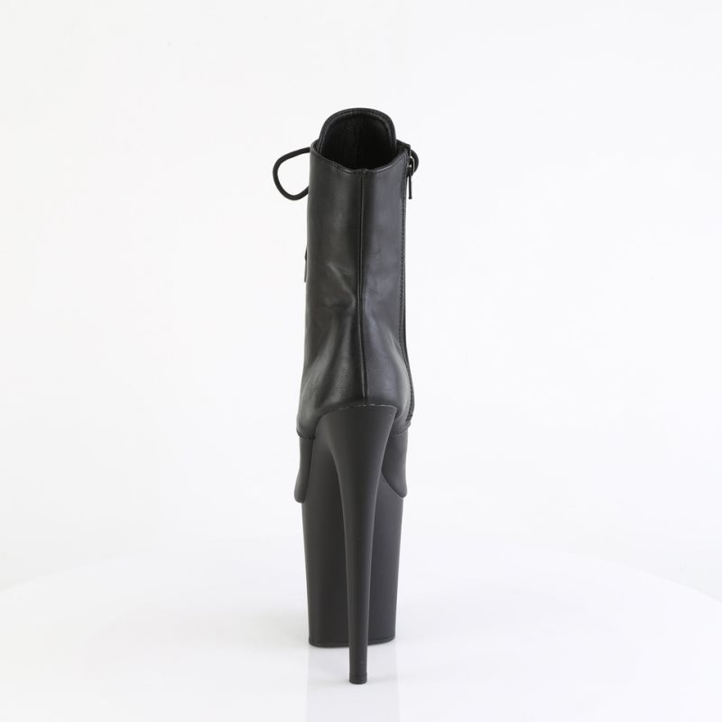 Pleaser Flamingo-1021 Vegan Leather Women's Heels Boots Black | NZ LQRYKH