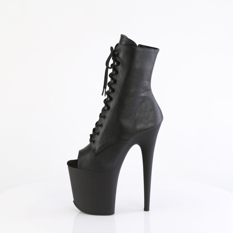 Pleaser Flamingo-1021 Vegan Leather Women's Heels Boots Black | NZ LQRYKH