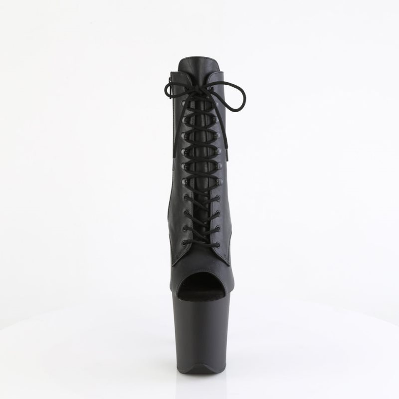 Pleaser Flamingo-1021 Vegan Leather Women's Heels Boots Black | NZ LQRYKH