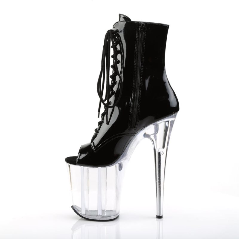 Pleaser Flamingo-1021 Women's Heels Boots Black / Clear | NZ DLRFQB