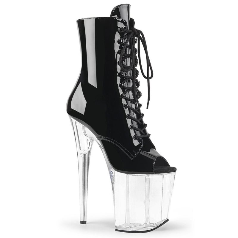 Pleaser Flamingo-1021 Women\'s Heels Boots Black / Clear | NZ DLRFQB