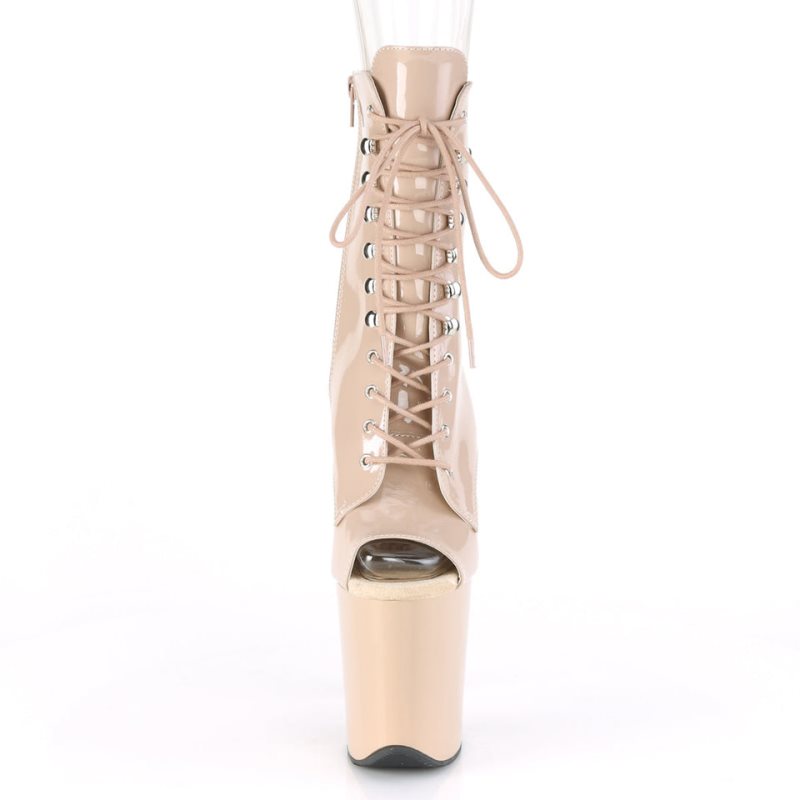 Pleaser Flamingo-1021 Women's Heels Boots Beige | NZ BRIYPE