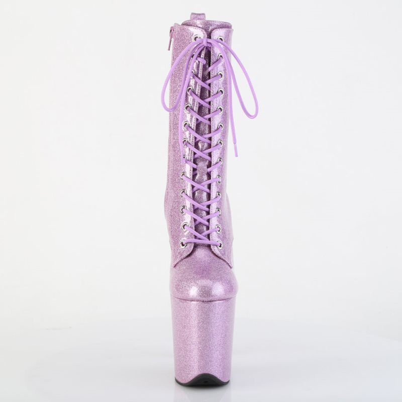 Pleaser Flamingo-1040GP Glitter Women's Heels Boots Purple | NZ XMTVDL