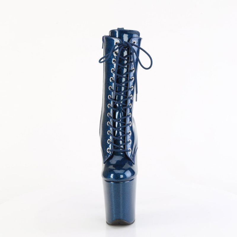 Pleaser Flamingo-1040GP Women's Heels Boots Navy | NZ QNMGAI