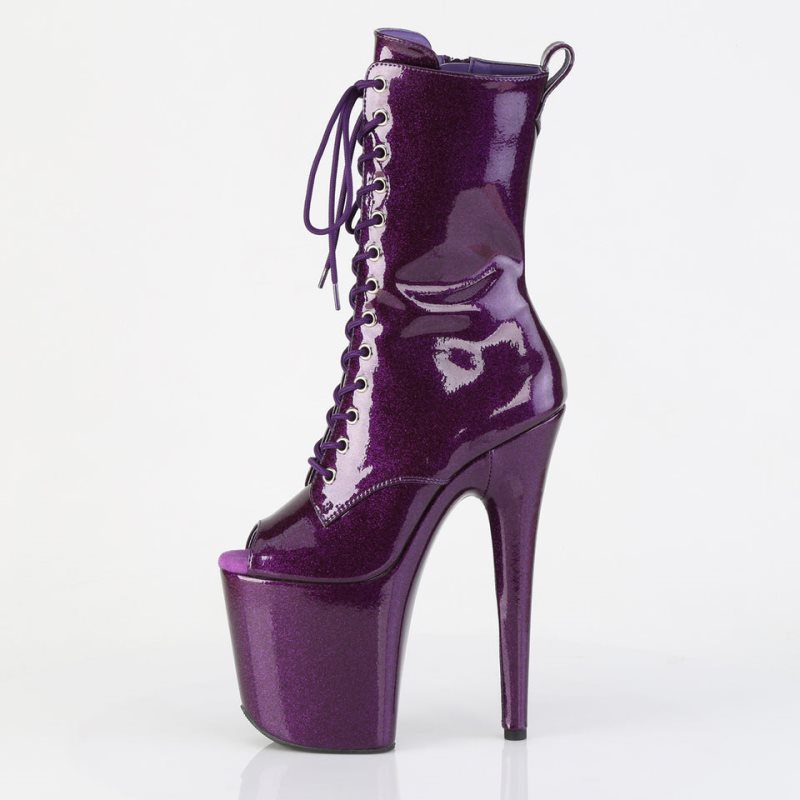 Pleaser Flamingo-1041GP Glitter Women's Heels Boots Purple | NZ ESBDPY