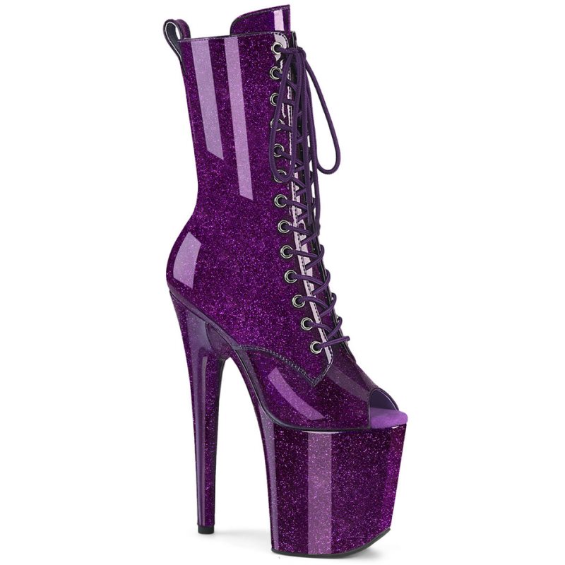 Pleaser Flamingo-1041GP Glitter Women\'s Heels Boots Purple | NZ ESBDPY