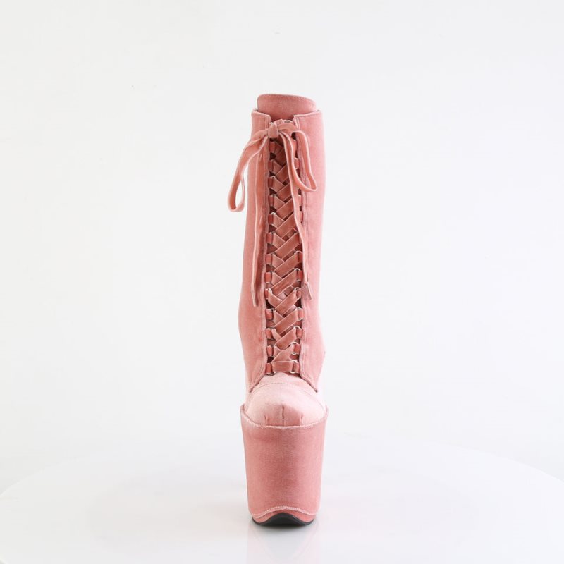 Pleaser Flamingo-1045VEL Women's Heels Boots Pink | NZ RDVOKW