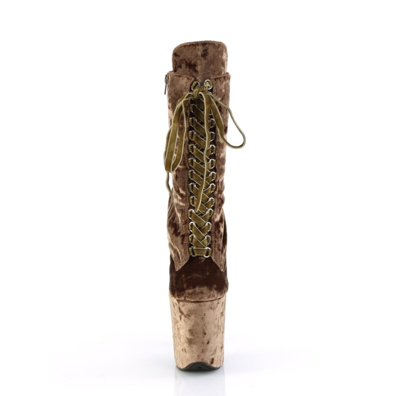 Pleaser Flamingo-1045VEL Women's Heels Boots Brown | NZ PUBQOV