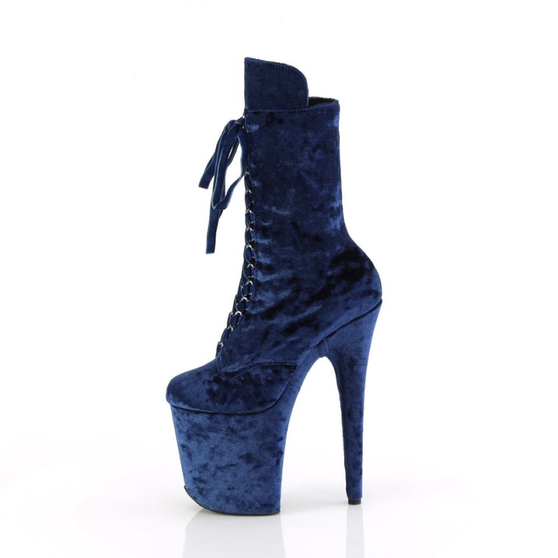 Pleaser Flamingo-1045VEL Women's Heels Boots Navy | NZ GCKFMJ