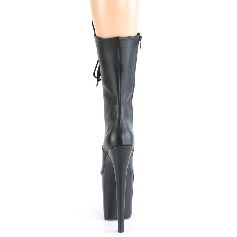 Pleaser Flamingo-1050WR Vegan Leather Women's Heels Boots Black | NZ QPWSIH
