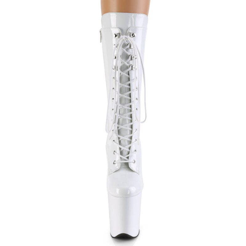Pleaser Flamingo-1050 Women's Heels Boots White | NZ QUBYGW